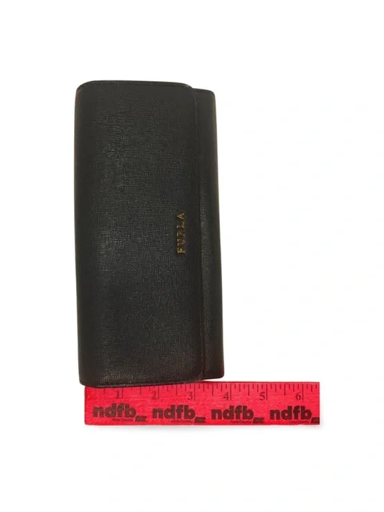 Furla Dark Gray Leather Continental Wallet Snap Closure Textured Minimalist - Picture 16 of 16